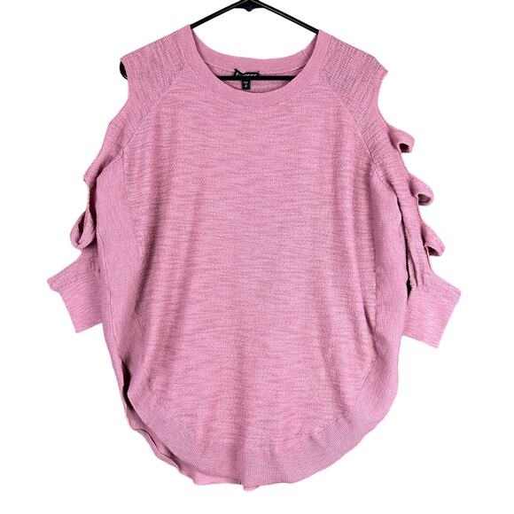 Express Sweaters - Express Womens Sweater Pink Knitted Cold Ladder Sleeve U Hem Small